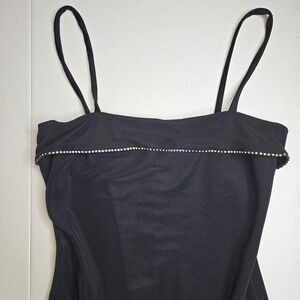 JESSICA‎ MCCLINTOCK BY GUNNE SAX Juniors 7/8 Black Maxi Formal Rhinestones -1379